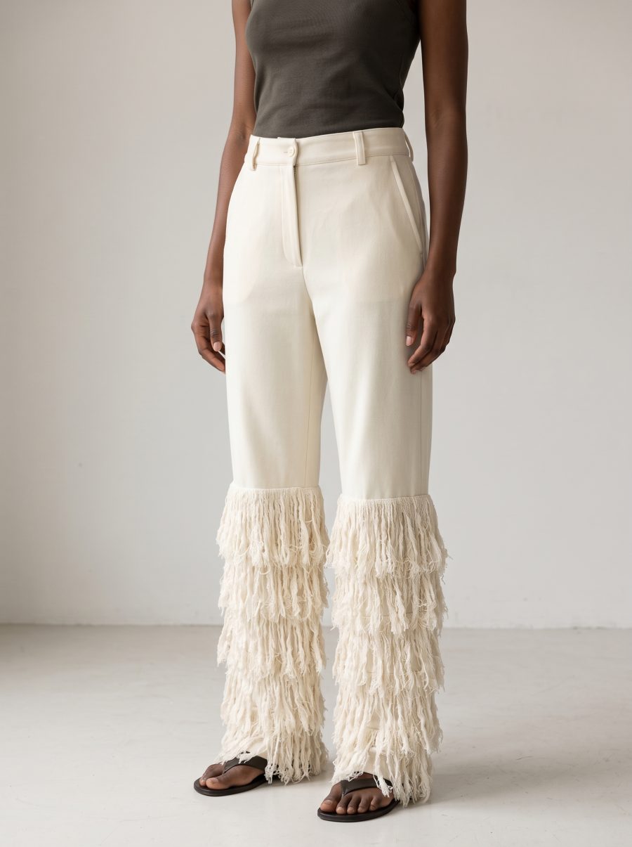 IVORY FRINGE PANTS