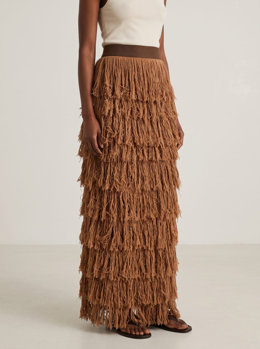 IVORY FRINGE MAXI SKIRT - Image 4